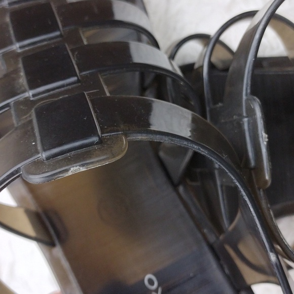 Matiko Black Rubber Upper Open Toe Adjustable Buckle Slingback Sandal Shoe - Picture 16 of 16